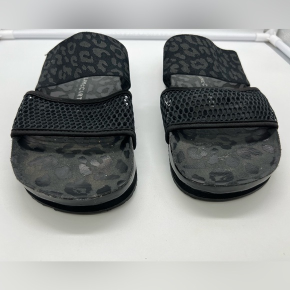 STELLA McCARTNEY x ADIDAS Core Black Lette Leopard Print Sandals Slides sz 9 - Picture 7 of 10